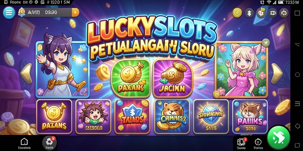 Tampilan visual menarik dari gameplay LUCKYSLOTS dengan karakter anime keren.