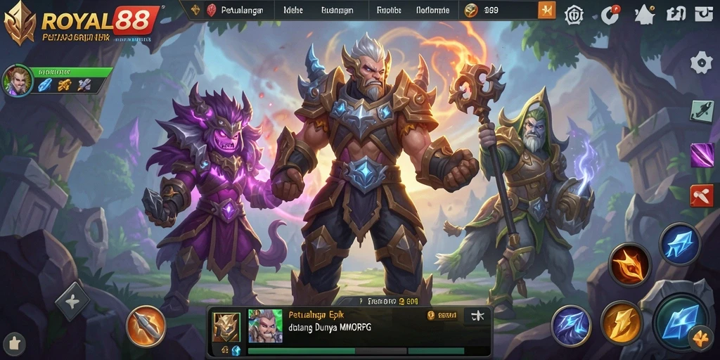 Screenshot gameplay ROYAL88 menampilkan aksi pertarungan seru dalam dunia MMORPG.